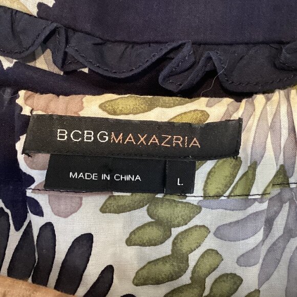 BCBGMAXAZRIA Sleeveless/Tank Top Blouse 100% Cotton Abstract Floral Blue 270A - Picture 7 of 9